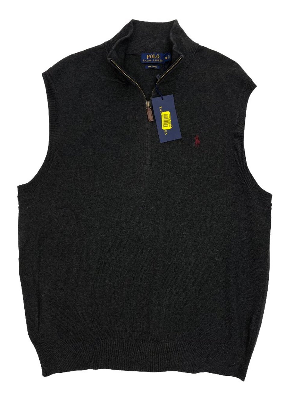 Polo Ralph Lauren NEW NWT Vest 1/4 Zip Pima Cotton Dark Gray Lightweight Mens M